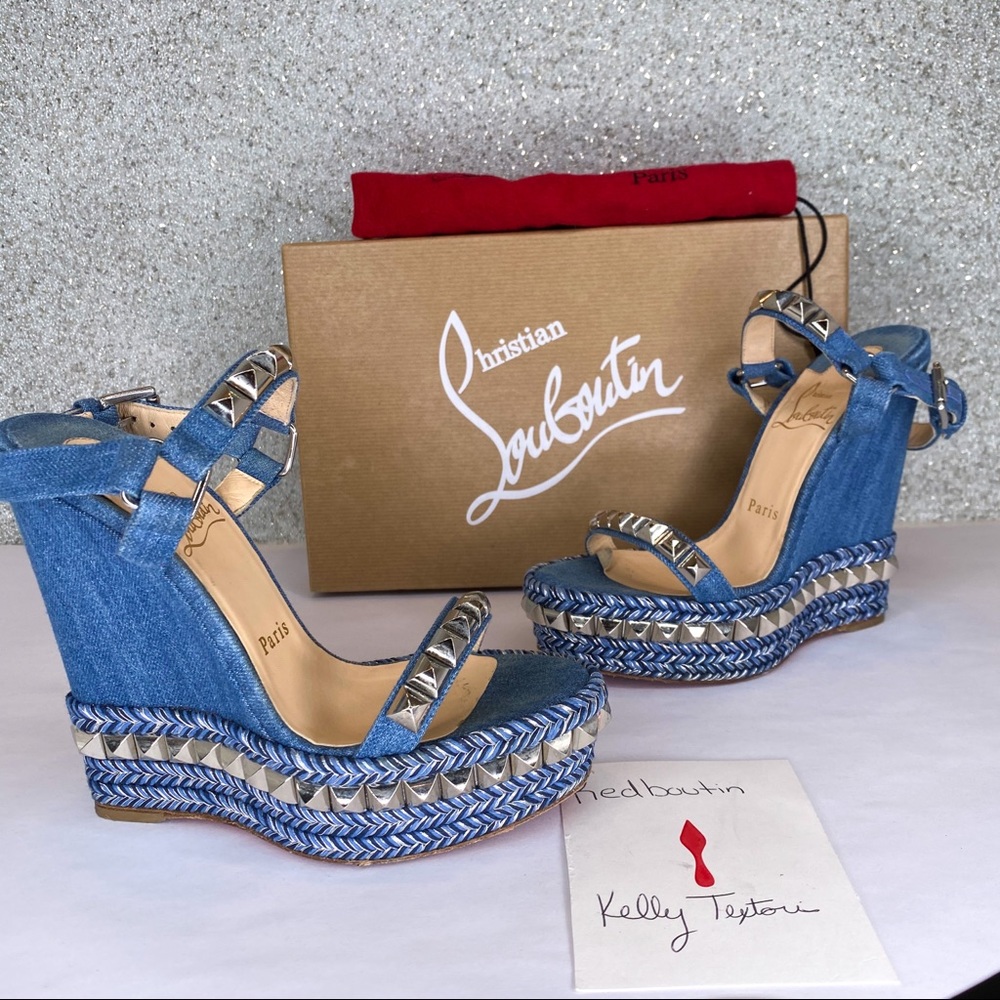 Christian Louboutin Pyraclou Denim Wedge sandals